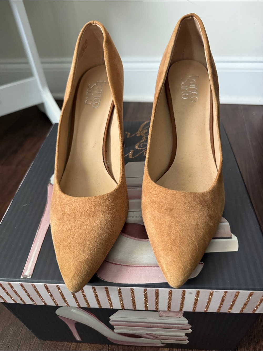 Franco Sarto Tan Suede Pointed-Toe Pumps
